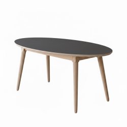 CT 10 - Elipseformet sofabord i antrcitgr� linoleum  og stel i eg