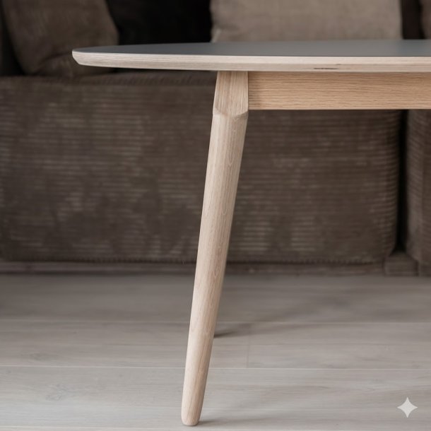 CT 10 - Elipseformet sofabord i antrcitgr� linoleum  og stel i eg