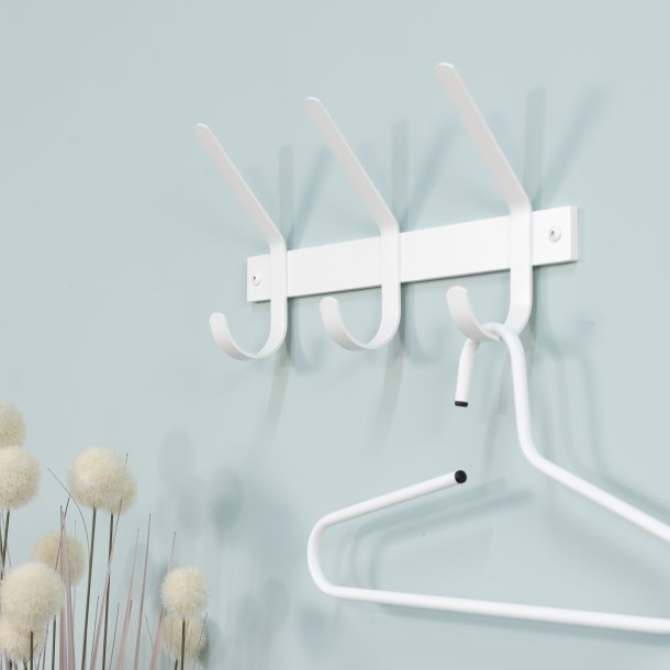 Gancho - Knagerkke med tre knager i hvidt metal
