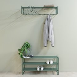 Dinex - Hattehylde i stvet grn metal, bredde 100 cm.