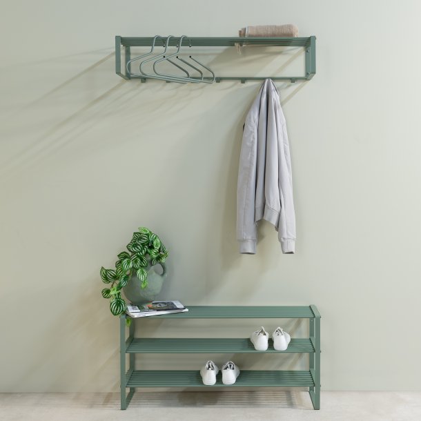 Dinex - Hattehylde i stvet grn metal, bredde 100 cm.