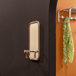 Flash - Entrespejl i nikkel med tre knager