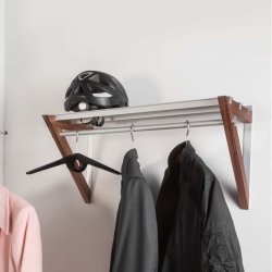 HH6 - Hattehylde, bredde 68 cm, rustfri stl og seks forskellige trfinish