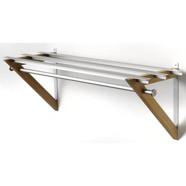 HH6 - Hattehylde, bredde 68 cm, rustfri stl og seks forskellige trfinish