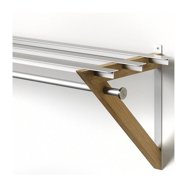 HH6 - Hattehylde, bredde 68 cm, rustfri stl og seks forskellige trfinish