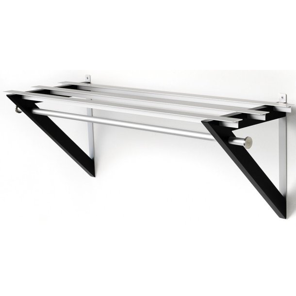 HH6 - Hattehylde, bredde 68 cm, rustfri stl og seks forskellige trfinish