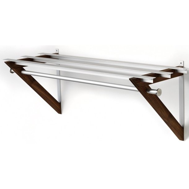 HH6 - Hattehylde, bredde 68 cm, rustfri stl og seks forskellige trfinish