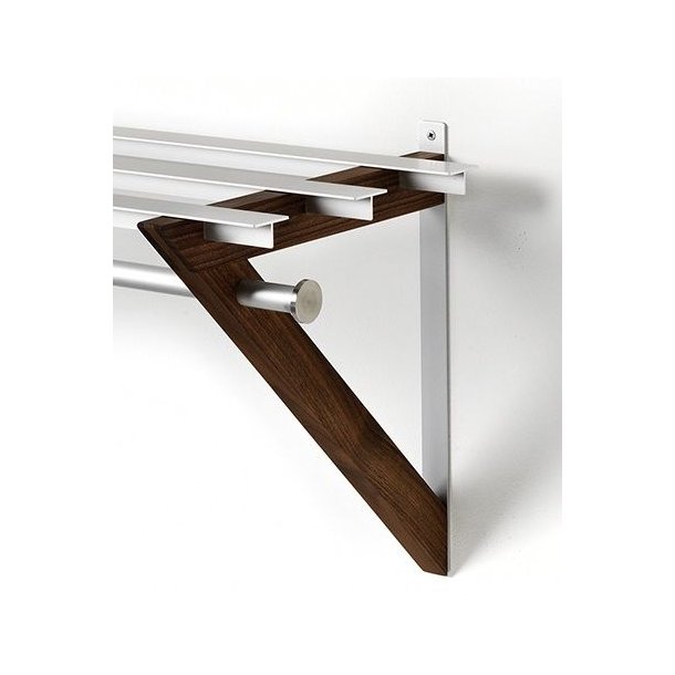 HH6 - Hattehylde, bredde 68 cm, rustfri stl og seks forskellige trfinish