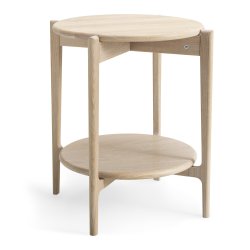 Sweden, Rundt hj�rnebord i massiv eg med hylde og fem forskellige finish. � 51 x h�jde 55 cm