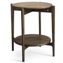 Sweden, Rundt hj�rnebord i massiv eg med hylde og fem forskellige finish. � 51 x h�jde 55 cm