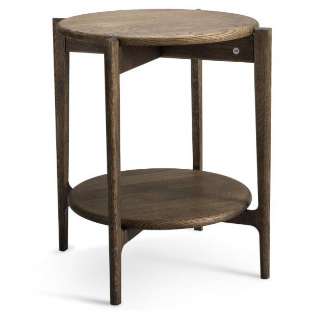 Sweden, Rundt hj�rnebord i massiv eg med hylde og fem forskellige finish. � 51 x h�jde 55 cm