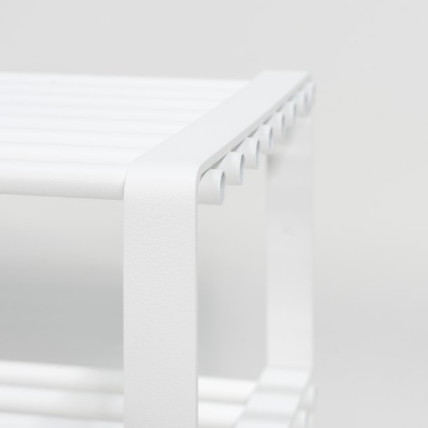 Dinex - Skostativ i hvid metal, 3 hylder, bredde 100 cm