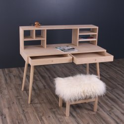 Orlando - Skrivebord med 2 skuffer og overbygning, eg