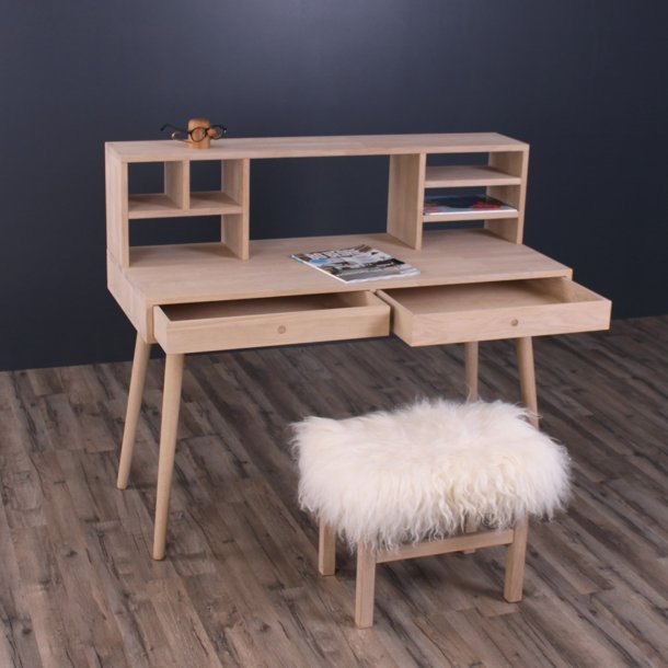 Orlando - Skrivebord med 2 skuffer og overbygning, eg