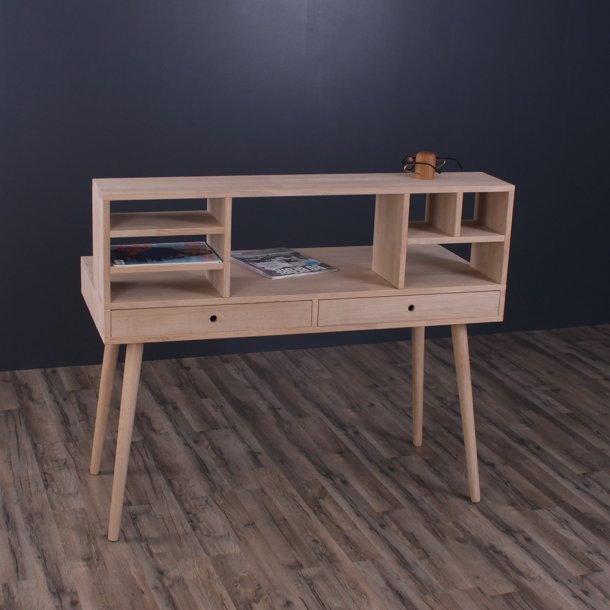 Orlando - Skrivebord med 2 skuffer og overbygning, eg