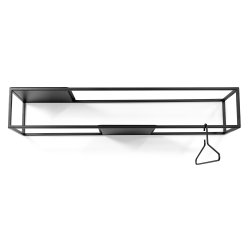Stratos - Hattehylde i sort metal, bredde 118 cm.