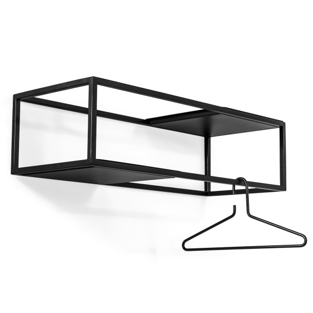 Stratos - Hattehylde i sort metal, bredde 78 cm.