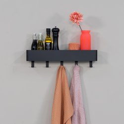 Maxi - Hylde, knage i sort metal med 5 knager