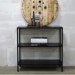 Seattle -patineret reol i sort metal, model small