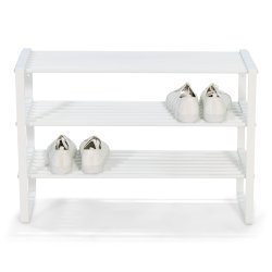 Dinex - Skostativ i hvid metal, 3 hylder, bredde 70 cm