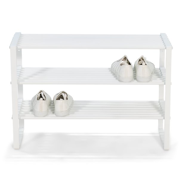 Dinex - Skostativ i hvid metal, 3 hylder, bredde 70 cm