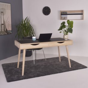 Kansas Skrivbord, massiv ek och linoleum, 130 x 70 cm