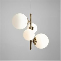 Dizzy - Loftlampe i guldfarvet metal og hvidt glas