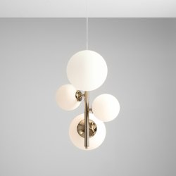 Dizzy - Loftlampe i guldfarvet metal og hvidt glas