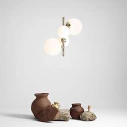 Dizzy - Loftlampe i guldfarvet metal og hvidt glas