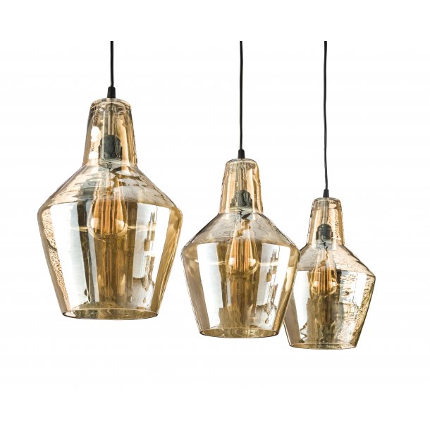  Booky- Loftlampe med tre skrme i ravfarvet glas