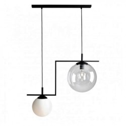 Moma - Loftlampe i sort metal og hvidt glas