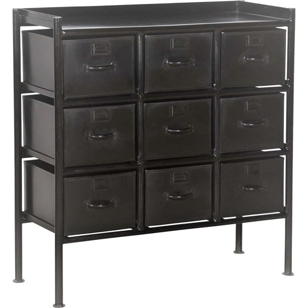 Saga - 9 rums opbevaringsskab i sortlakeret metal