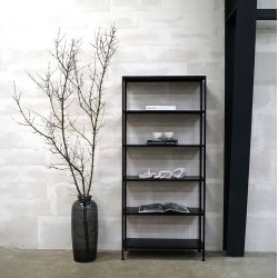 Seattle -patineret reol i sort metal, model large