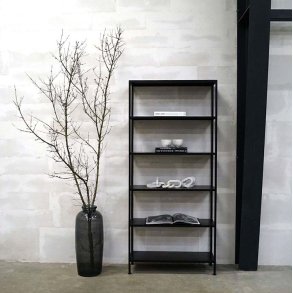 Seattle patinerad bokhylla i svart metall, modell stor