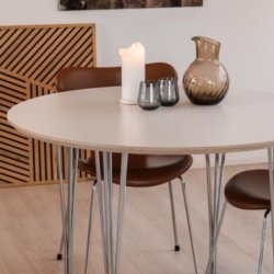 DT 100 - Rundt spisebord i hvid laminat, tre strrelser