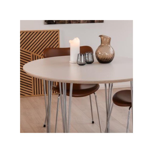 DT 100 - Rundt spisebord i hvid laminat, tre strrelser