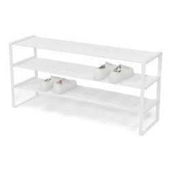 Dinex - Skostativ i hvid metal, 3 hylder, bredde 100 cm