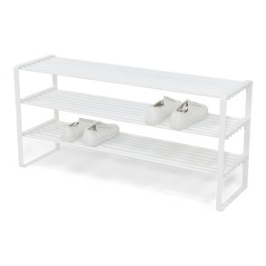 Dinex - Skostativ i hvid metal, 3 hylder, bredde 100 cm