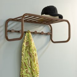 Flash - Hattehylde i brun metal med seks knager