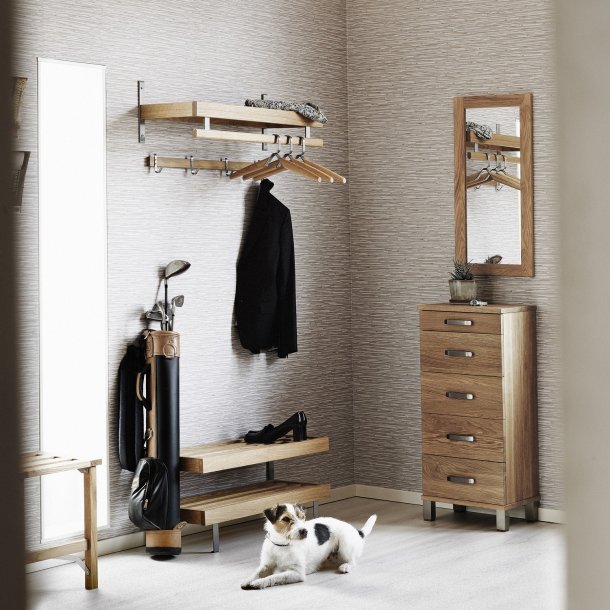 Hall - Hattehylde med en bredde p 80 cm i lakeret eg