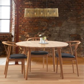 DT 100 - Rundt spisebord  120 cm. med 2 tillgsplader i massiv eg