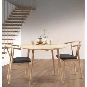 DT 100 - Rundt spisebord i massiv eg, diameter 90 cm.