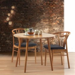 DT 100 - Rundt spisebord  90 cm. med 2 tillgsplader i massiv eg