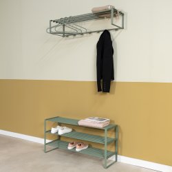 Dinex - Skostativ i stvet grnt metal, 3 hylder, bredde 100 cm.