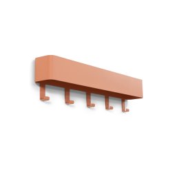 Alhamba - Knagerkke med hylde i lys orange metal, fem knager