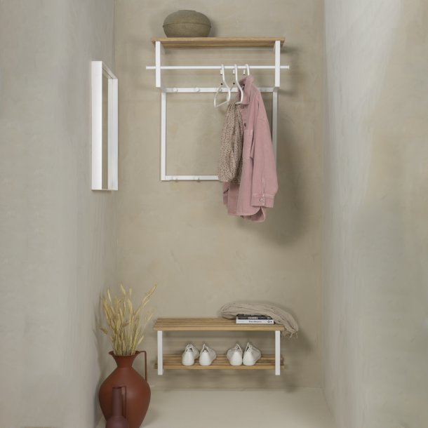 Razor - Skohylde i hvid metal og egetr