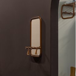 Flash - Entrespejl i brun metal med tre knager