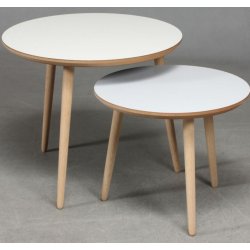 CT 20 - Sofabord i hvid laminat med ege ben, vlg mellem 4 strrelser