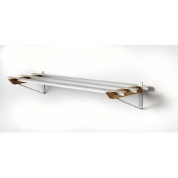 SR2 - Skohylde, bredde 68 cm, vghngt i rustfri stl og seks forskellige trfinish