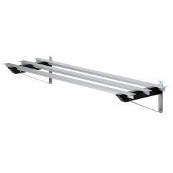 SR3 - Skohylde, bredde 98 cm, vghngt i rustfri stl og seks forskellige trfinish